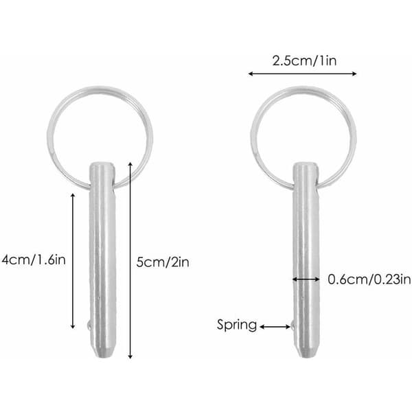 Lynudløserstift, 6,3 mm topstiftdiameter, 51 mm samlet længde, 40 mm effektiv længde med 316 rustfri stålkabler