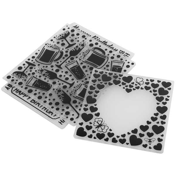 3 stk. pregefolder i plast DIY kortlaging papirhåndverk scrapbooking preget mal