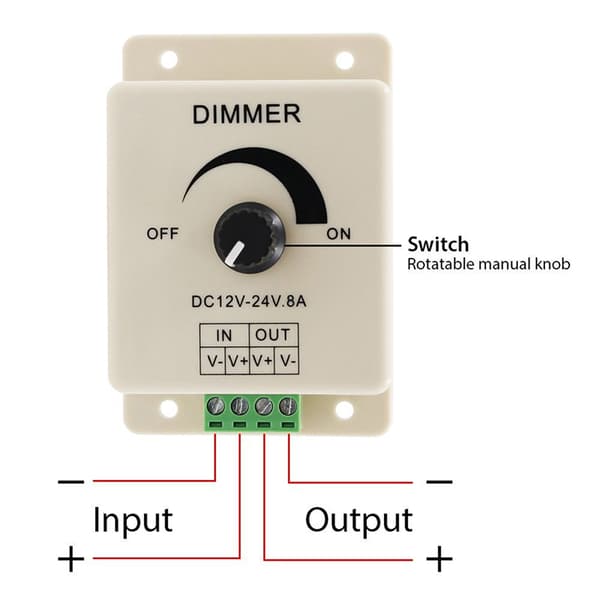 LED manuel lysdæmper / monokrom lysdæmper 12V 8A monokrom lysdæmper
