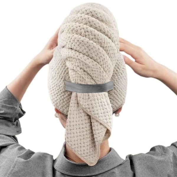 Mikrofiberhårhandduk för kvinnor, Mjuk Snabbtorkande Hårhandduk, Anti-friss Hårhandduk, Lämplig för Kvinnors Våta Hår, Tjockt Hår (Khaki)