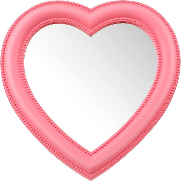 Pink Hjerte Spejl - Hjerte Sminke Spejl Kærlighed Hjerte Spejl Hjerteformet Spejl Bordplade Kosmetik Spejl Vægspejl 1 stk