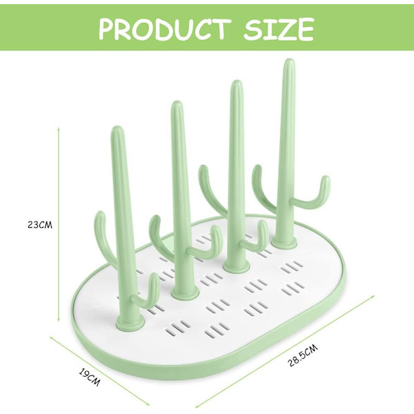 Babyflaske tørkerack, smokkholder med avtakbare braketter, multifunksjonell flaskeoppbevaring tørkerack for flasker, smokker, kopper, gjenbrukbare Light Green
