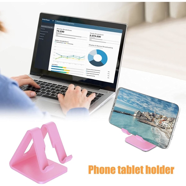 Matkapuhelinteline tablettitelineen - matkapuhelinteline Pöytäpuhelinteline Kannettava tablet-teline Organizer toimistoon (vaaleanpunainen)