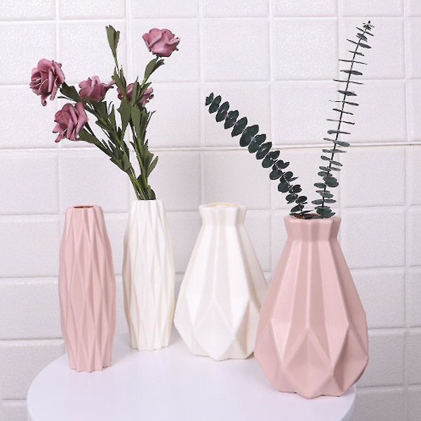 Geometrisk Linje Keramik Vase Origami Stil Tørrede Blomster Vase Hjem Dekoration