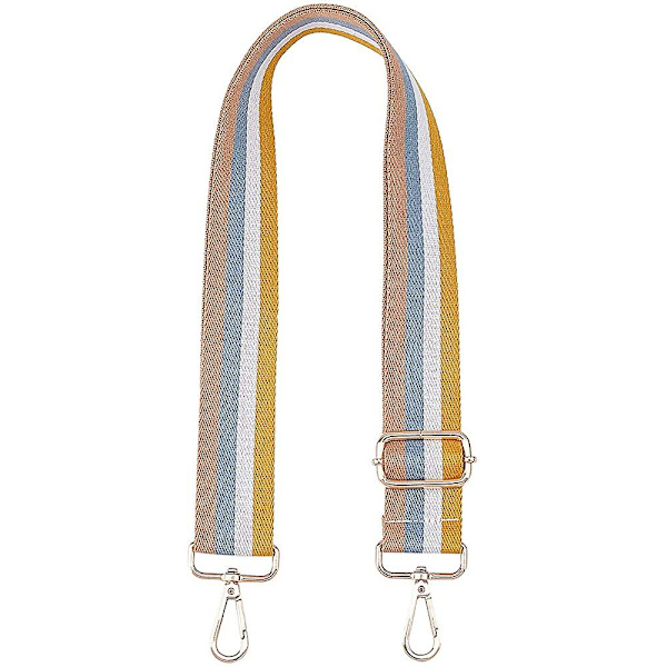 72~130cm Bred Skulderstropp Stripe Mønster Justerbar Canvas Veskestropp Gul