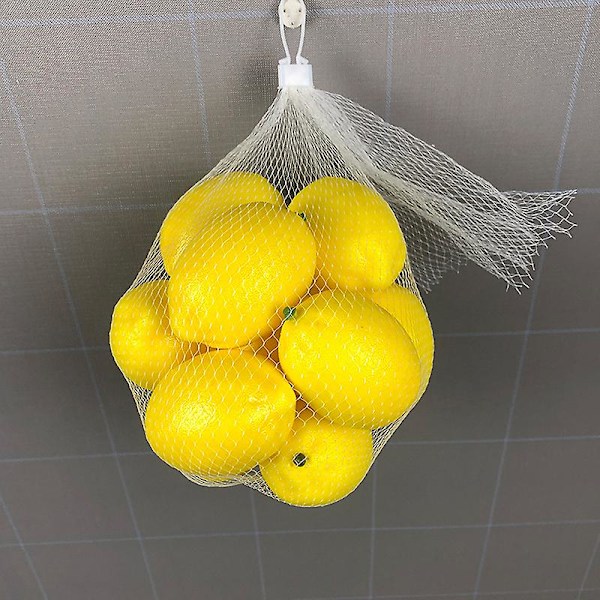 12 st konstgjorda citroner, simulerade frukter, realistiska falska citroner och limefrukter för hemmet, köksbord, vasfyllning (12 gula citroner)