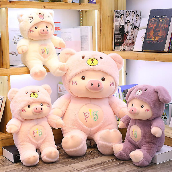 30-60cm Ihastava Sian Plush-lelu Luova Cosplay-kissa &amp; karhu &amp; koira Nuken Pehmeä Täytetty Eläinten Leikki Lapsille Vauvalle Kawaii Syntymäpäivälahja 30cm Pinkki