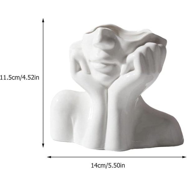 Keramisk ansigtsvase Kunstnerisk hovedvase Kvinder Ansigtsplantemaskine Menneskelig krop Midtpunkt Vase Til hjemmekontor Bordhyldedekoration