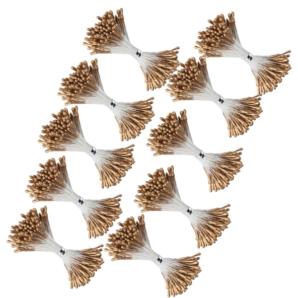 Perlestilk Gylden Gips Simulation Dobbeltendet Kunstig Buket Fremstilling Tilbehør (1mm (#3) 1440)