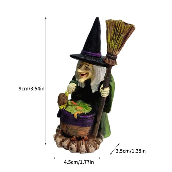 Liten Halloween-harpiksfigur, trollmann- og heksepynt til skrivebordsdekorasjon - FX-B heks