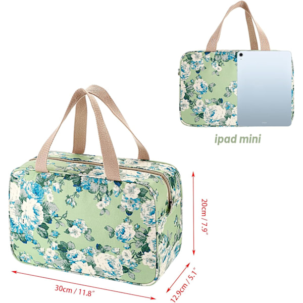 Kvinde Stor Rejse Toilettaske Vandtæt Vaskepose Make up Organizer Taske Kosmetik Taske Svømning Gym Taske (Grøn Blomst) Green Flower
