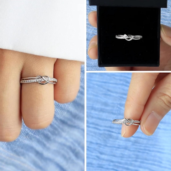 Sølvringer for kvinner Kjærlighetsknute Ringer Justerbare Åpne Fingerfjærringer Smykkegaver Kryssede Ringer for Kvinner med Cubic Zirconia style6