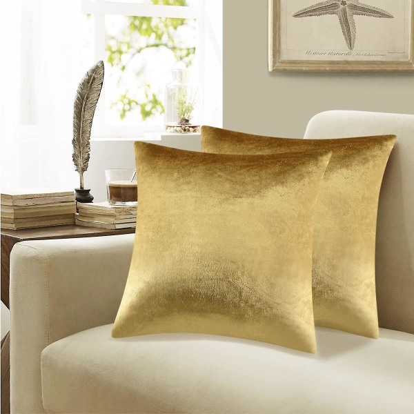 Dekorativt putetrekk 16x16 tommer, gull kvadratisk sofa Putetrekk, fløyelssofa Bohemsk putepute