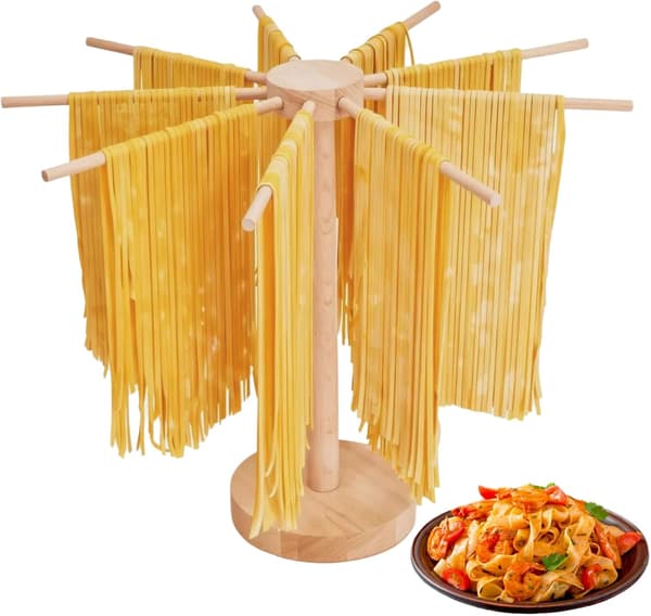 Pastatørrer, Stor foldbar træpastatørrer til frisk pasta, nudler, spaghettitørrestativ til pastamaskine, foldbar træ