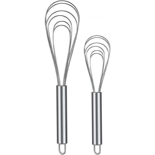 2 delar rostfritt stål äggvisp med platt tråd, 8-tums och 10-tums köksägg
