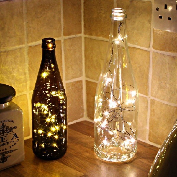 8 pakkaus pullon valoilla, 1 m 10 led-korkkivalo viinipulloille, kuparilanka keijuvalot