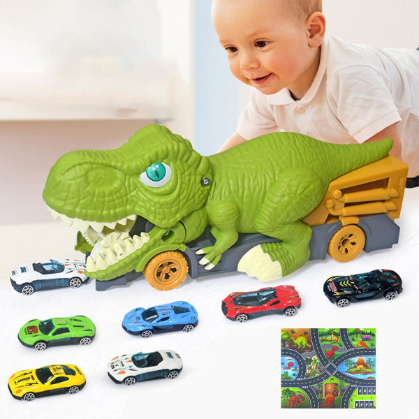 Barns dinosaurie slukar bil, stor dinosaurie slukar 6 legeringsbilar, baby , 4 pojkar 6 år gammal pusselpresent