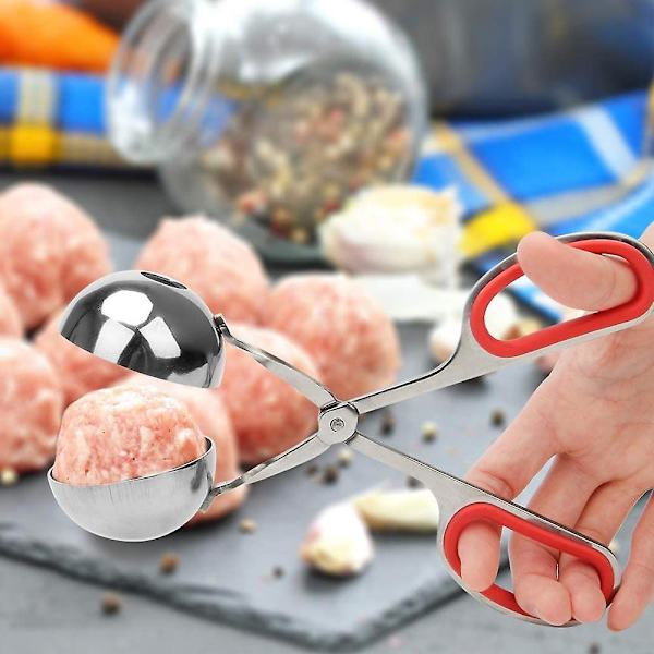2 stk. Non-stick Kjøttdeigformer med Avtakbare Anti-Skli Håndtak, Rustfritt Stål Kjøttdeig Tenger