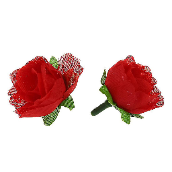 100 stk. Kunstige Blomsterhoveder DIY Bryllup Dåb Rød