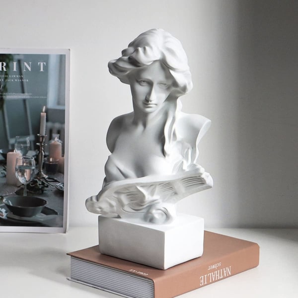 Gresk gudinnestatue, gresk byste, pianopikestatue, dekorasjon stue, abstrakt skulptur, statuer for hjemmedekor, moderne stuepynt Piano Girl