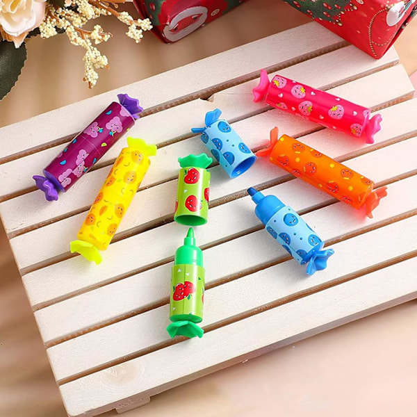 24 kappaletta Mini Candy Highlighter, Pastelli Highlighter, Söpö Highlighter Marker Hedelmäkuviot Hauska Kirjoitustarvikkeet Makeisjuhliin Syntymäpäivä Onnittelu C