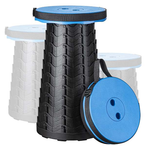 Uttrekkbar Sammenleggbar Plastikkrakk Camping Lettvekt Krakksete for Utendørs Camping BBQ Fiske Fotturer Hagearbeid Innendørs, Maksimal Belastning 190 kg blue