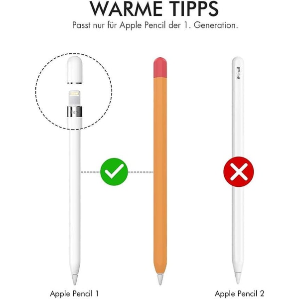 Apple Pencil 1st Generation To-farve Case, Apple Pencil 1st Generation Anti-slip silikone beskyttelsescover (orange + rød)