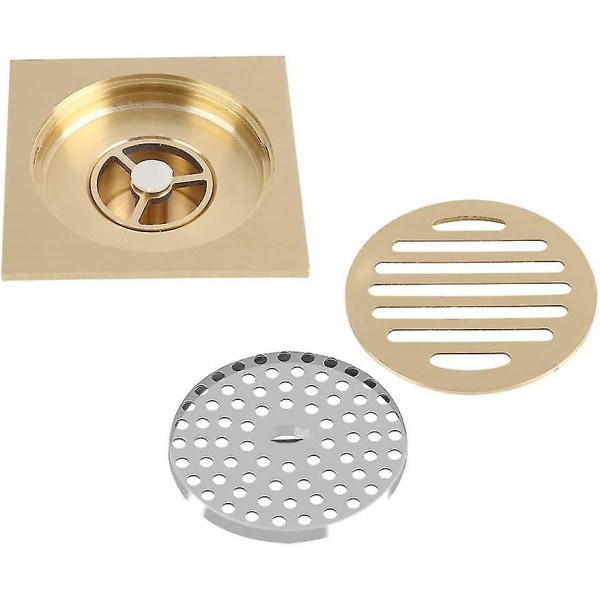 Kvadratisk Gulvafløb Badeværelse Bruser Spild Gitter Messing Si Built Hjem Tilbehør Antik Sanitær Grad Ren Kobber Gulvafløb 10*10cm
