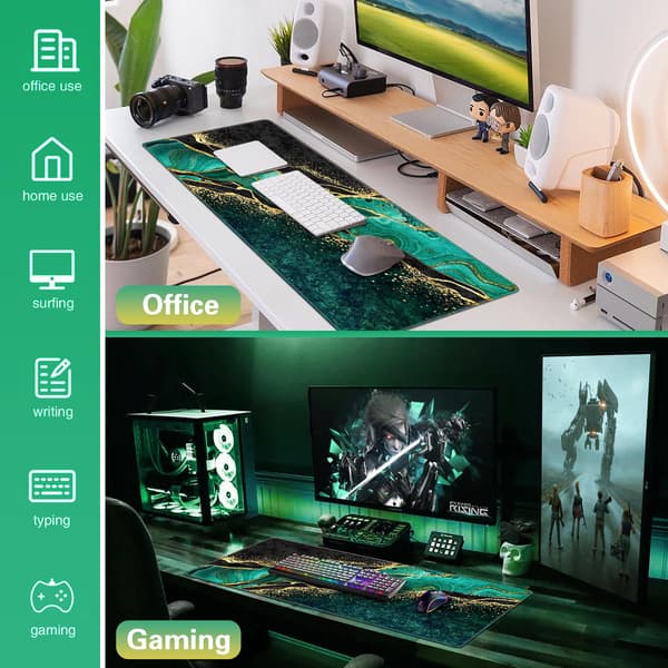 Stor musematte, gaming musematte, 900x400mm (35.4x15.7 tommer), XXL musematte, skrivebordsmatte med sklisikker base, slitesterk vanntett musematte