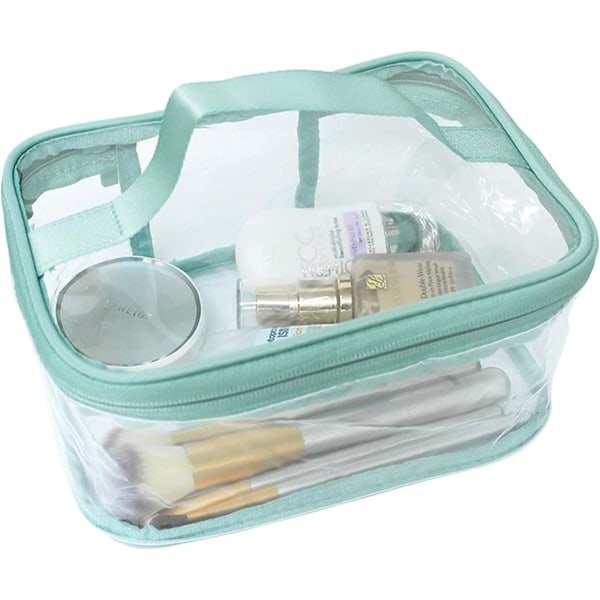 Toiletry Bag Makeup Cosmetic Clear Bag Portable Waterproof Transparent Travel Large Storage Green