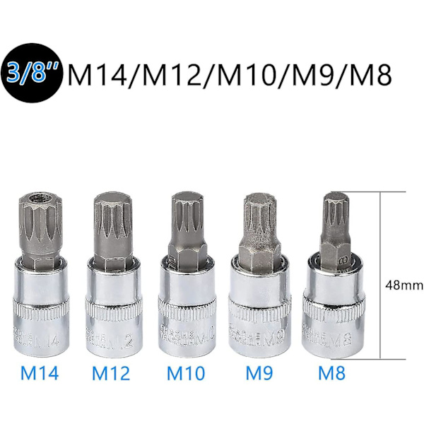 10-delad M4 Spline-hylsesats - M18 Torx - Trippelkvadrat-hylsesats med förvaringsväska