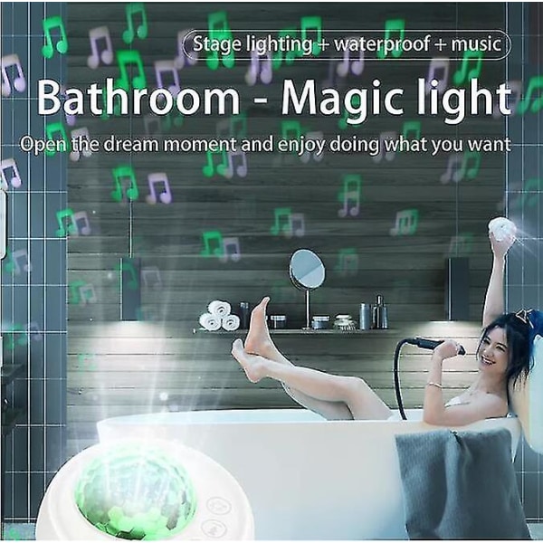 Bluetooth kaiutin, kylpyhuoneen vedenpitävä vahvistin Led Disco -valolla (valkoinen)