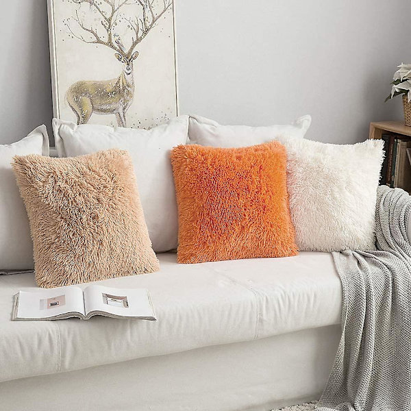 Sengesett med 2 putefyll 45 x 45 cm - Bomullsblendtrekk - Innerputefyll Pute Putesofa (hvit)