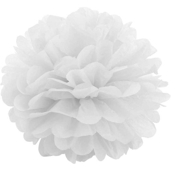 10 kpl 25 cm valkoisia paperipom-pom-palloja ripustettavaksi, koristeellisia pom-pom-palloja häihin, juhliin, syntymäpäiville, kasteille, vauvakutsuille, ehtoolliselle White 10 inch