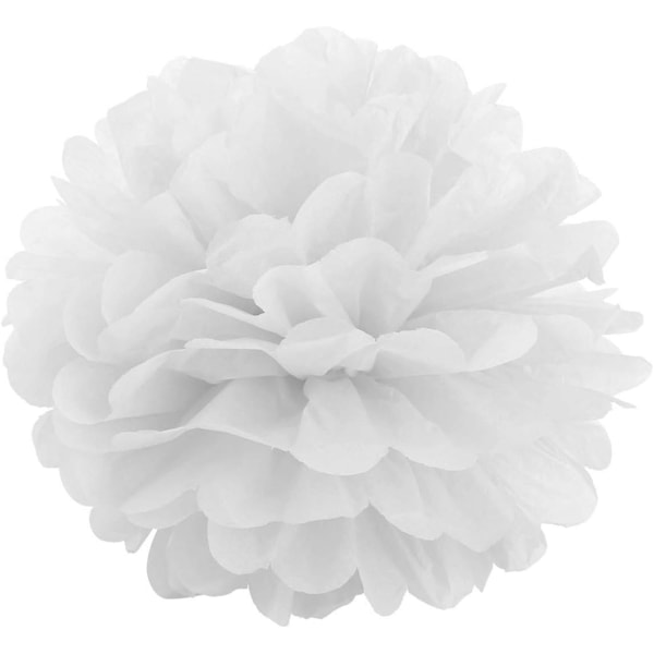 10 stk 25 cm hvite silkepapir pom pom hengende ball dekorative pompom bryllupsdekorasjoner for fest, bursdag, dåp, babyshower, nattverd, White 10 inch