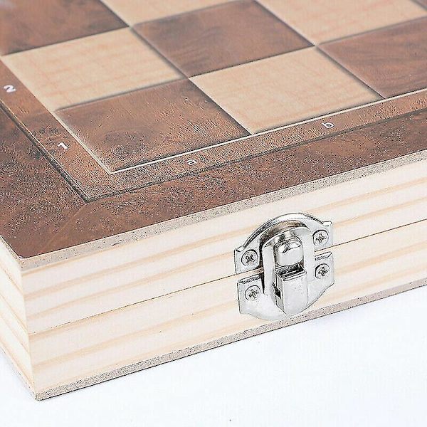Schackbräde Damspel Backgammon 3-i-1 Spelset Trä Schackset