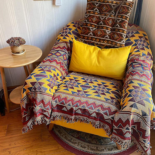 Boheme Geometrisk Kasttæppe, Boho Stof Sofa Kasttæppe Dækker Til Sofa Seng Stol Stue, Soveværelse