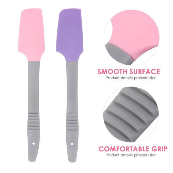 Genanvendelig non-stick applikator / ergonomisk spatel til hård voks, pink/grå, 18,8 cm