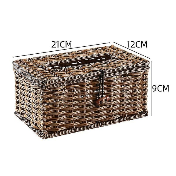 Imitert Rattan Skuffe Vevboks Elegant Hjemmedekorasjon 21x12x9cm