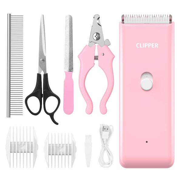 Hundtrimmerset Uppladdningsbar Professionell Hundtrimmer (Rosa)