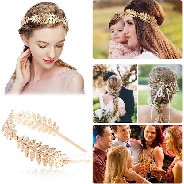Bladkrone, XCOZU Gudinne Tiara Gullblad Båndkrone av Blader, Jenter Gresk Gullblad Hodebånd Brude Hodebånd Gull Laurbærblad Hodeplagg Boho H