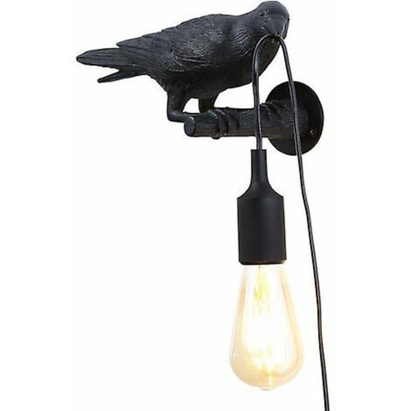Bird Design Resin Væglampe - Sort