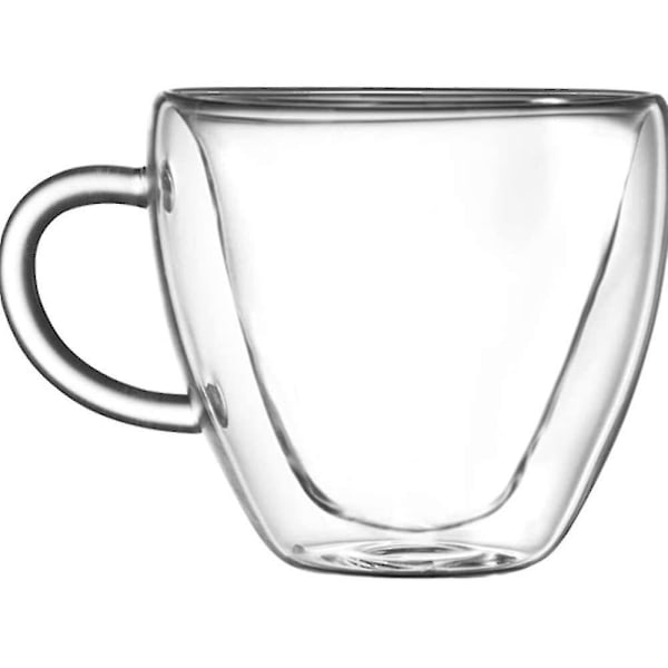 Hjerteformet dobbeltvægget isolerende glaskaffe- eller tekopper, mælkekopper, mælkeglas, dobbeltvægget glas, transparent, unik og isoleret