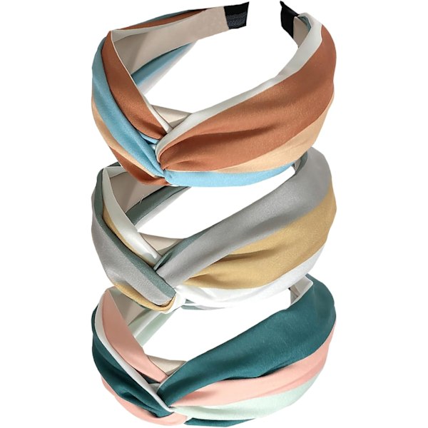 3-pack hårband för kvinnor, boho-inspirerade, elastiska, med rosett, breda Alice-band, modeaccessoarer för hår, Storbritannien Colourblock 1 count (Pack of 1)