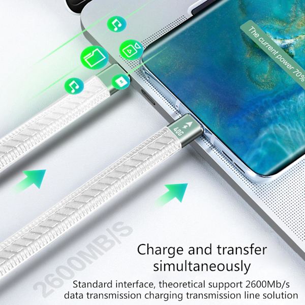 USB-C-kabel 100W Typ-C 4K-skärm Display Port 3.1 Gen 2 USB-C PD Laddningskabel