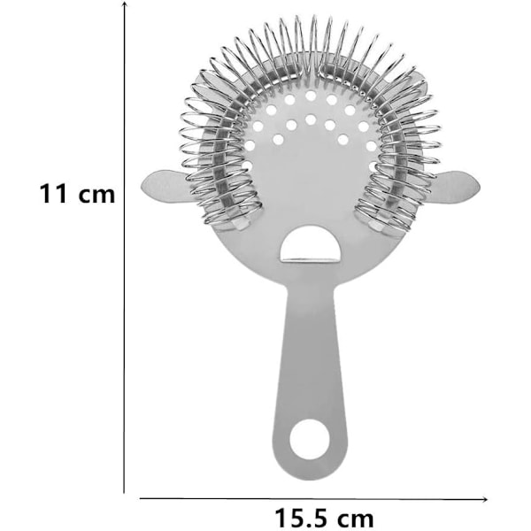 2 kappaletta cocktailsiivilää ruostumattomasta teräksestä, baarin cocktailsiivilä, suodatusväline baariin, ravintolaan, kotiin Silver