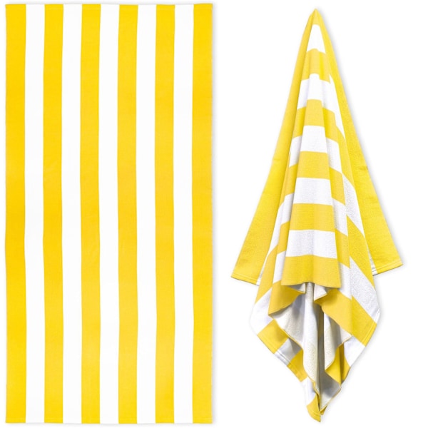 Suuri rantapyyhe aikuisille - Nopeasti kuivuva mikrokuitu - Kevyt ja kompakti (180 x 90 cm, 70 x 35 tuumaa) (Keltainen) yellow