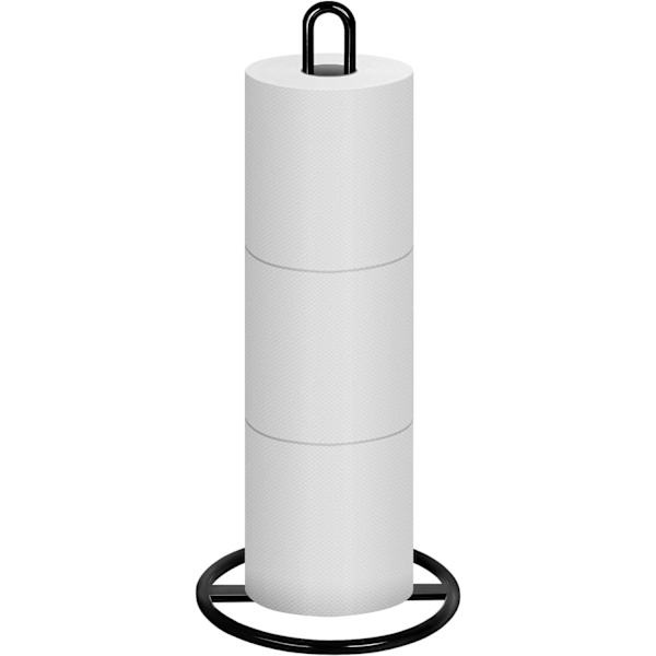 Toalettpappershållare fristående, OBODING, Svart toalettpappershållare för förvaring av 3 rullar toalettpapper (Svart) Black