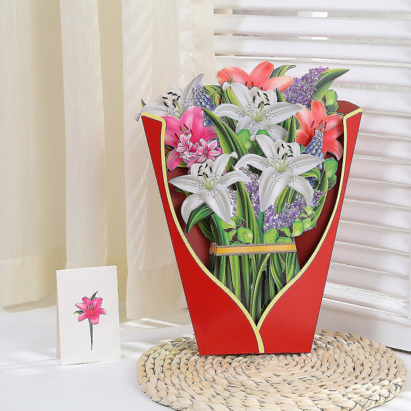 3D kolmiulotteinen äitienpäiväkortti paperille veistetty kukka joululahja 3d popup onnittelukortit kukkakimppu, tyyli 2