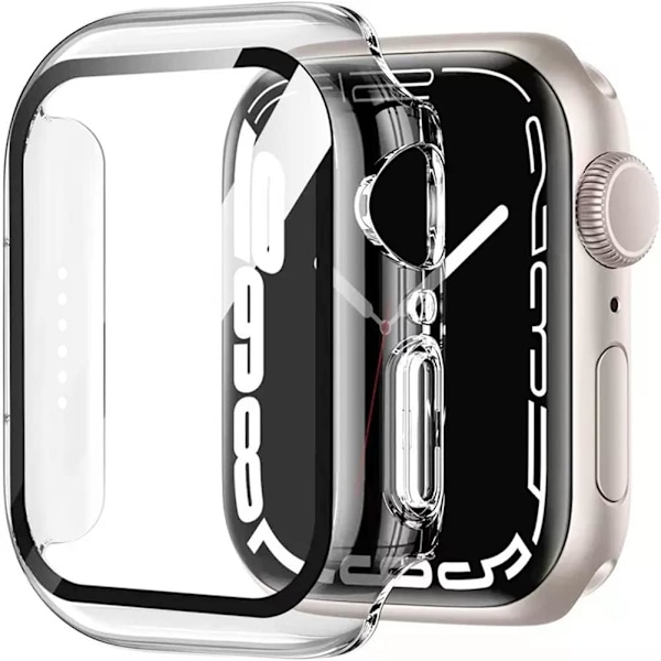 2 stk. 44mm gennemsigtig etui kompatibel med Apple Watch Series 6 5 4 SE 44mm hærdet glas skærmbeskytter etui, fuld dækning hård PC ultratynd Sho Clear+Clear 44mm